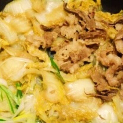 すき焼き味、大好き、ご飯がススミます。4.2㎏の大物白菜、やっと残り僅かまで消費が進みました。味の浸みた白菜、旨っ。ご馳走さまでした♪